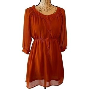 Rust colored long sleeve mini dress Forever 21